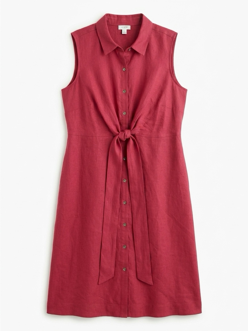 J. Jill Sleeveless Button-Front Tie-Waist Midi Dress in Cape Cod Red